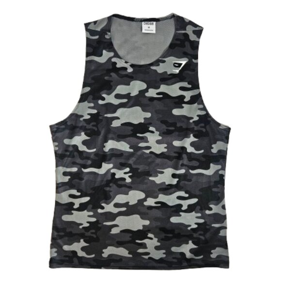Gymshark Gray Camo Jersey Tank Top Men's Size Medium - Picture 1 of 6